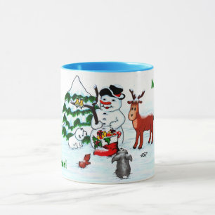 Merry Christmas! Snowman with Friends Mug