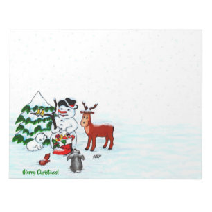Merry Christmas! Snowman with Friends Notepad