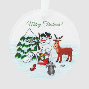 Merry Christmas! Snowman with Friends Ornament