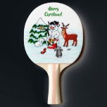 Merry Christmas! Snowman with Friends Ping Pong Paddle<br><div class="desc">Merry Christmas! Snowman with Friends - Baby Polar Bear,  Birds,  Moose,  Rabbit,    ~~~ coloured pencil drawing by Krisi ArtKSZP ~~~ Store Category >>> Merry Christmas for Kids >>> Snowman with Friends</div>