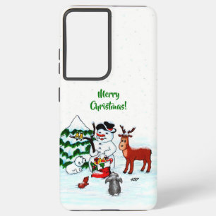 Merry Christmas! Snowman with Friends Samsung Galaxy Case