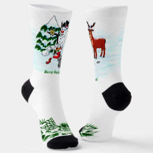 Merry Christmas! Snowman with Friends Socks