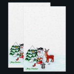Merry Christmas! Snowman with Friends Stationery<br><div class="desc">Merry Christmas! Snowman with Friends - Baby Polar Bear,  Birds,  Moose,  Rabbit,    ~~~ coloured pencil drawing by Krisi ArtKSZP ~~~ Store Category >>> Merry Christmas for Kids >>> Snowman with Friends</div>