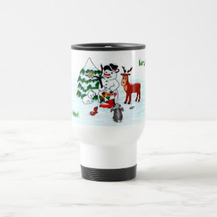 Merry Christmas! Snowman with Friends Travel Mug