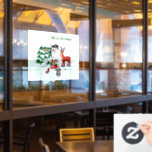 Merry Christmas! Snowman with Friends Window Cling<br><div class="desc">Merry Christmas! Snowman with Friends - Baby Polar Bear,  Birds,  Moose,  Rabbit,    ~~~ coloured pencil drawing by Krisi ArtKSZP ~~~ Store Category >>> Merry Christmas for Kids >>> Snowman with Friends</div>