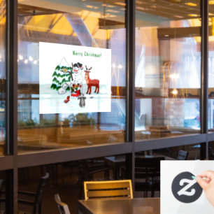 Merry Christmas! Snowman with Friends Window Cling