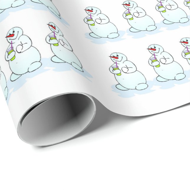 Merry Christmas Snowman Wrapping Paper (Roll Corner)