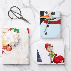 Merry Christmas Snowman Wrapping Paper Sheets