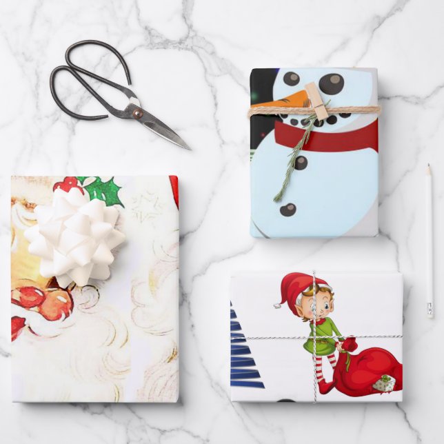 Merry Christmas Snowman Wrapping Paper Sheets (Front)