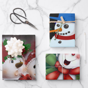 Merry Christmas Snowman Wrapping Paper Sheets