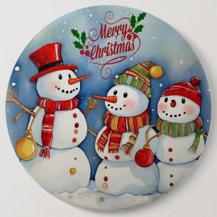 Merry Christmas, Snowmen Celebration 6 Cm Round Badge