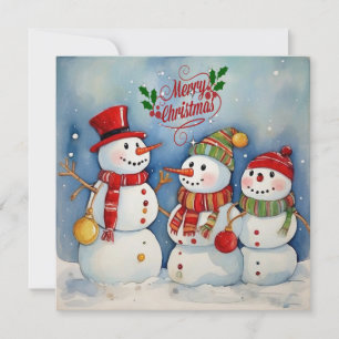 Merry Christmas, Snowmen Celebration Holiday Card