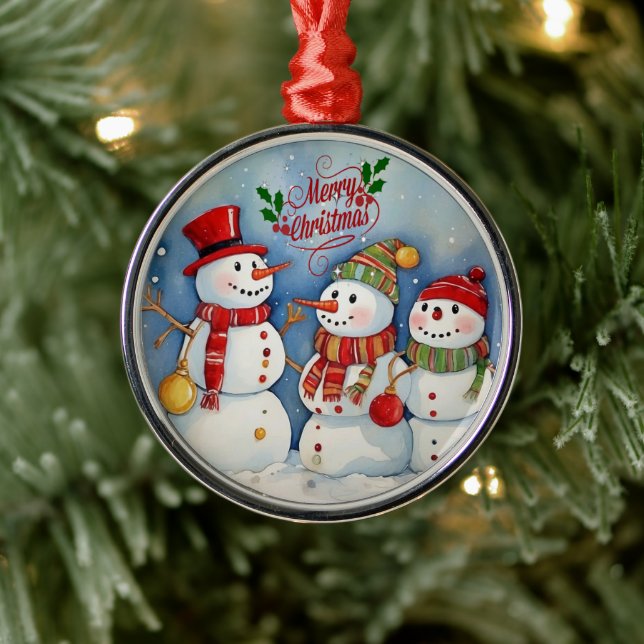 Merry Christmas, Snowmen Celebration Metal Tree Decoration (Tree)