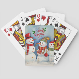 Merry Christmas, Snowmen Celebration Playing Cards