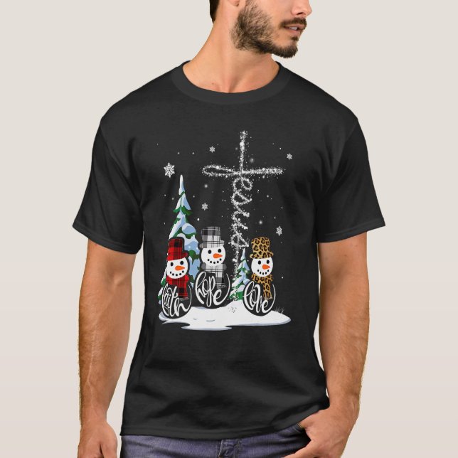 Merry Christmas Snowmen Faith Hope Love Christmas  T-Shirt (Front)