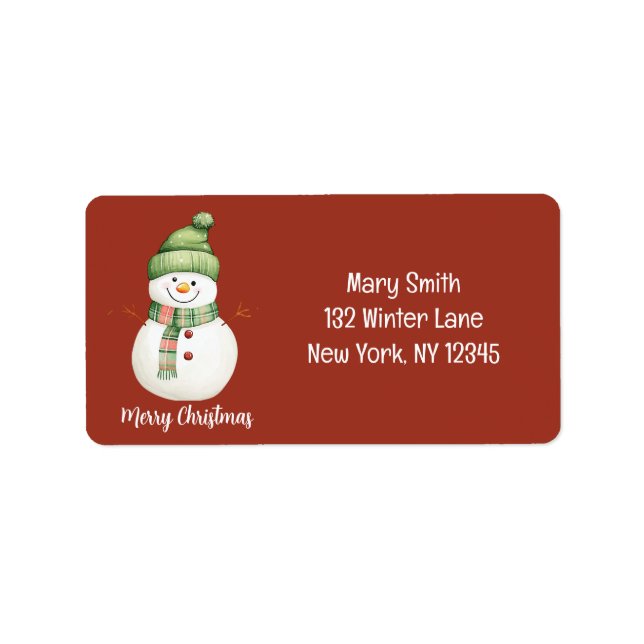 Merry Christmas Snowmen Label (Front)
