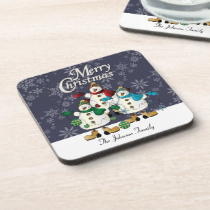 Merry Christmas Snowmen Pals Christmas Coaster