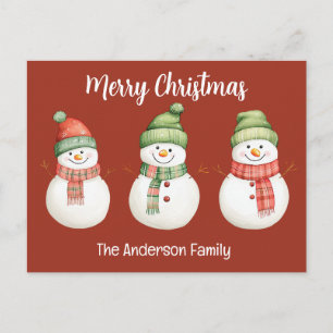 Merry Christmas Snowmen Postcard