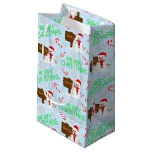 Merry Christmas Snowmen Small Gift Bag