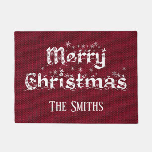 Merry Christmas Snowy Bright Joy Custom Doormat