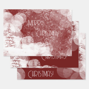 Merry Christmas snowy fir trees landscape Wrapping Paper Sheet