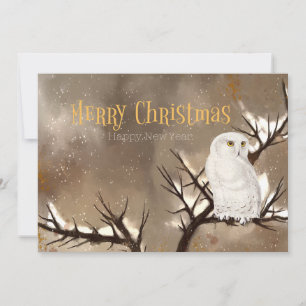 Merry Christmas Snowy Owl  Holiday Card