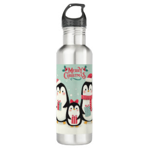 Merry Christmas snowy penguins 710 Ml Water Bottle