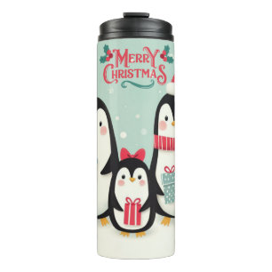 Merry Christmas snowy penguins Thermal Tumbler