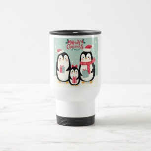 Merry Christmas snowy penguins Travel Mug