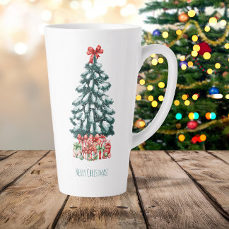 Merry Christmas Snowy Pine Tree Latte Mug