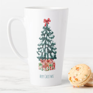 Merry Christmas Snowy Pine Tree Latte Mug