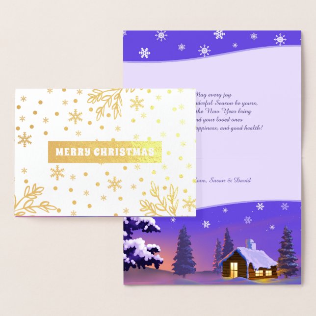 Merry Christmas. Snowy Village Luxury  Foil Card (Display)