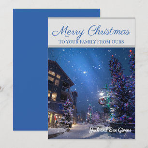 Merry Christmas Snowy Winter Scene Custom Greeting Holiday Card