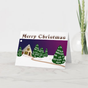 Merry Christmas ~ Snowy Winter Scene Greeting Card