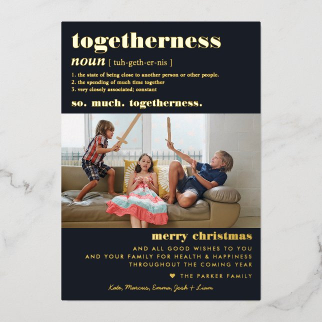 Merry Christmas | So Much Togetherness Definition  Foil Holiday Card (Front)
