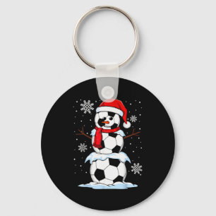 Merry Christmas Soccer Snowman Holiday Srts Xmas P Key Ring