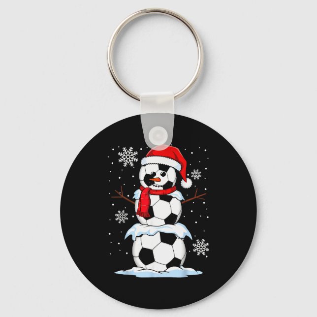 Merry Christmas Soccer Snowman Holiday Srts Xmas P Key Ring (Front)