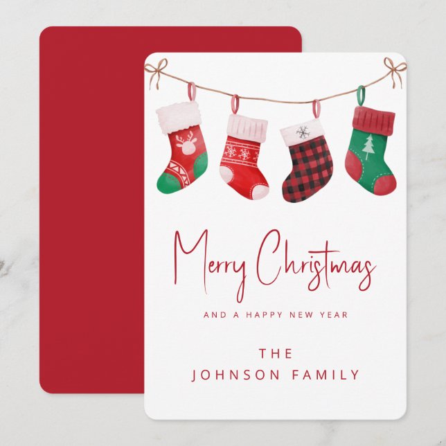 Merry Christmas Socks Holiday Card (Front/Back)