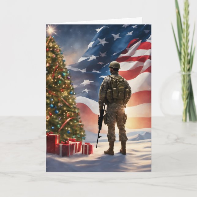 Merry Christmas Soldier -  Folded Greeting Card (Front)