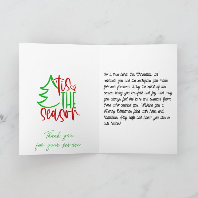 Merry Christmas Soldier -  Folded Greeting Card (Inside)