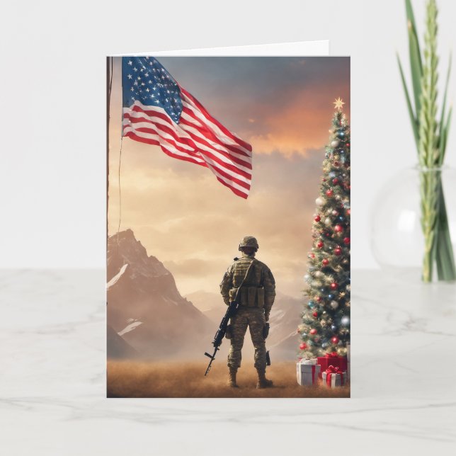 Merry Christmas Soldier - Folded Greeting Card (Front)