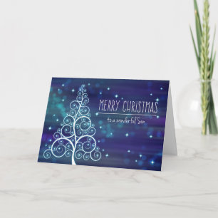 Merry Christmas Son, Bokeh Effect & Tree Holiday Card