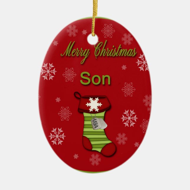 Merry Christmas Son Ceramic Tree Decoration (Front)