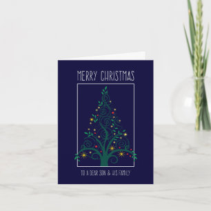 Merry Christmas Son & Family, Colourful Tree Holiday Card