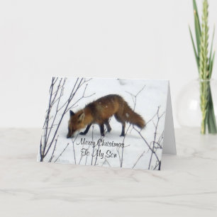 Merry Christmas Son-Fox in Snow Holiday Card