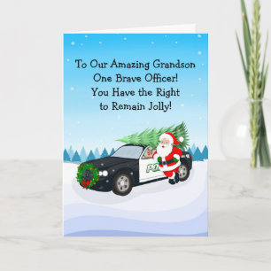 Merry Christmas Son Police Officer Santa Cop Car Card
