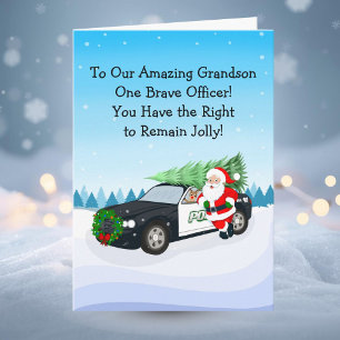 Merry Christmas Son Police Officer Santa Cop Car Card