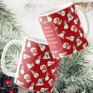 Merry Christmas Son   Red Snowman Coffee Mug
