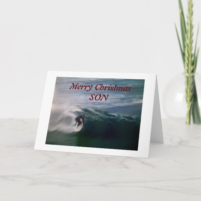 *MERRY CHRISTMAS* SON (SURFING AT THE BEACH) CARD (Front)