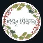 Merry Christmas Spa Soy Candle Melt Classic Round Sticker<br><div class="desc">This sticker is to go on the pots of homemade or handmade lip balms,  spa and beauty products,  and soy wax creations you have lovingly made for your family and friends as gifts at Christmas time. The design features Holly,  mistletoe and sprigs of festive berries.</div>